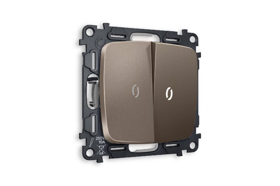 Комплект механизма 2-кл выключателя с подсветкой Ambrella Volt Omega MO634015