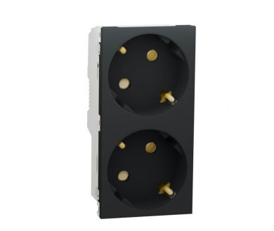 Розетка двойная Schneider Electric Unica New Modular с/з со шторками NU306754A