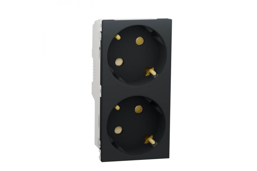 Розетка двойная Schneider Electric Unica New Modular с/з со шторками NU306754A