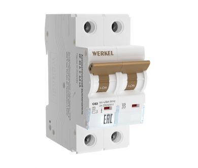 Автоматический выключатель 2P 63 A C 4,5 кА Werkel W902P634 4690389192913 a062500
