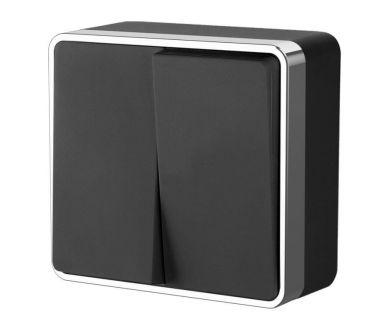 Выключатель двухклавишный Werkel Gallant черный/хром W5020035 4690389164163