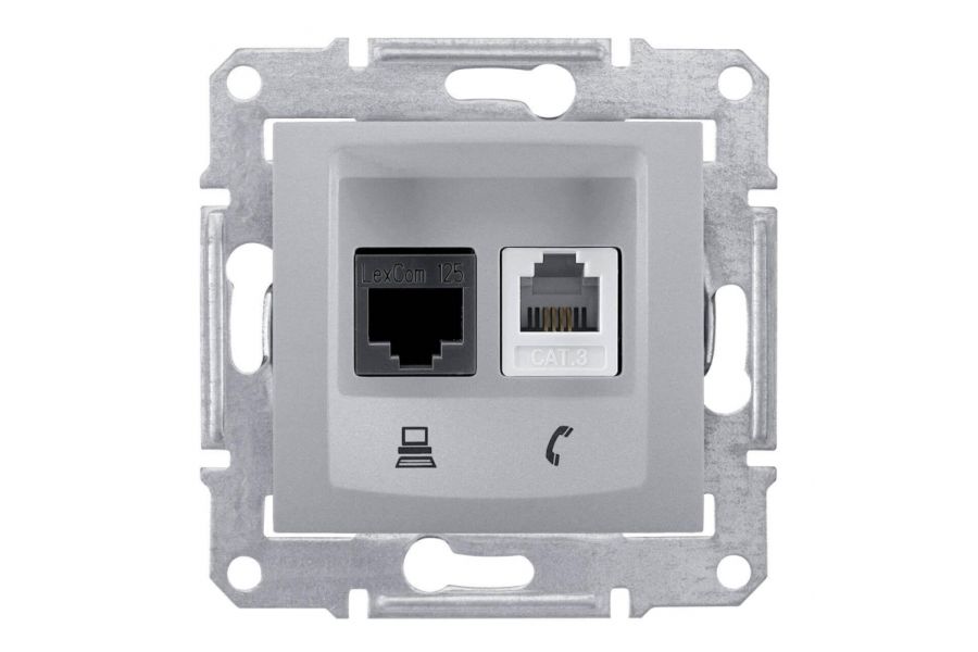 Розетка телефонная RJ-11 и Ethernet RJ-45 Schneider Electric Sedna UTP SDN5200160