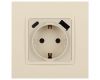Розетка со шторками с USB type-A+C Эра Elegance 14-4108-02 Б0067725