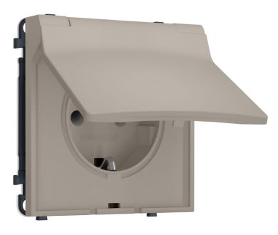 Комплект механизма электрической розетки SIGMA Серо-бежевый матовый 50Hz 2P+E с/з с/ш и крышкой IP44 16A-250V QUANT PRO Ambrella Volt MS368010 (SP3680, PR141)