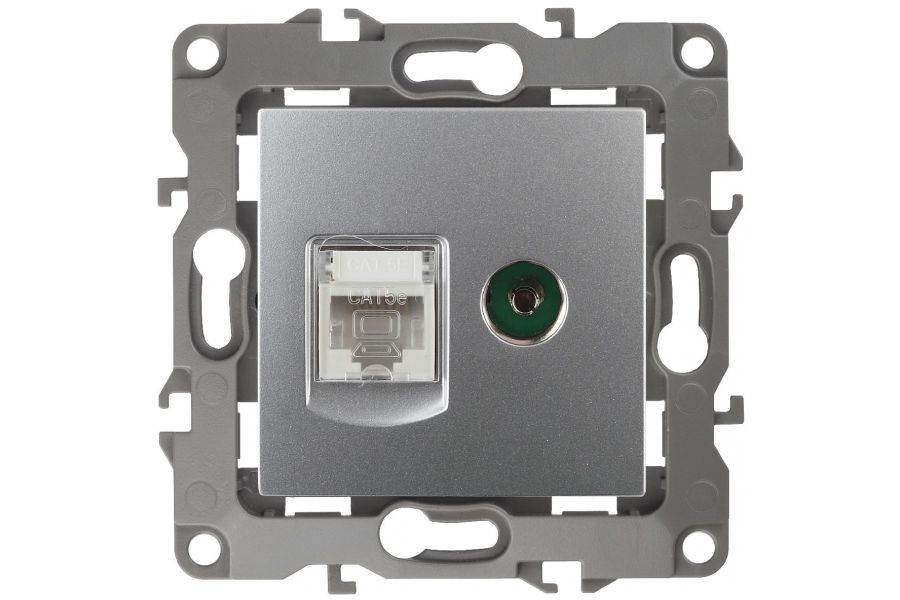 Розетка комбинированная RJ45+TV Эра 12-3110-03 Б0027443