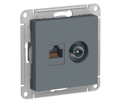 Розетка двойная комп+ТВ, RJ45+TV, кат.5E Systeme Electric AtlasDesign Грифель ATN000789