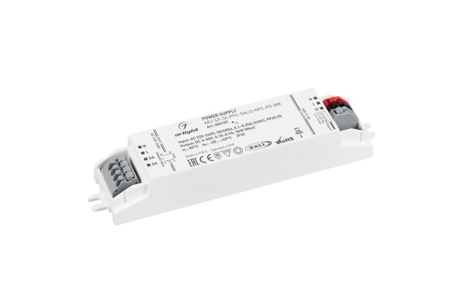 Блок питания Arlight ARJ-SP-36-PFC-DALI2-NFC-PD-WR (36W, 3-50V, 0.15-0.9A) 050107
