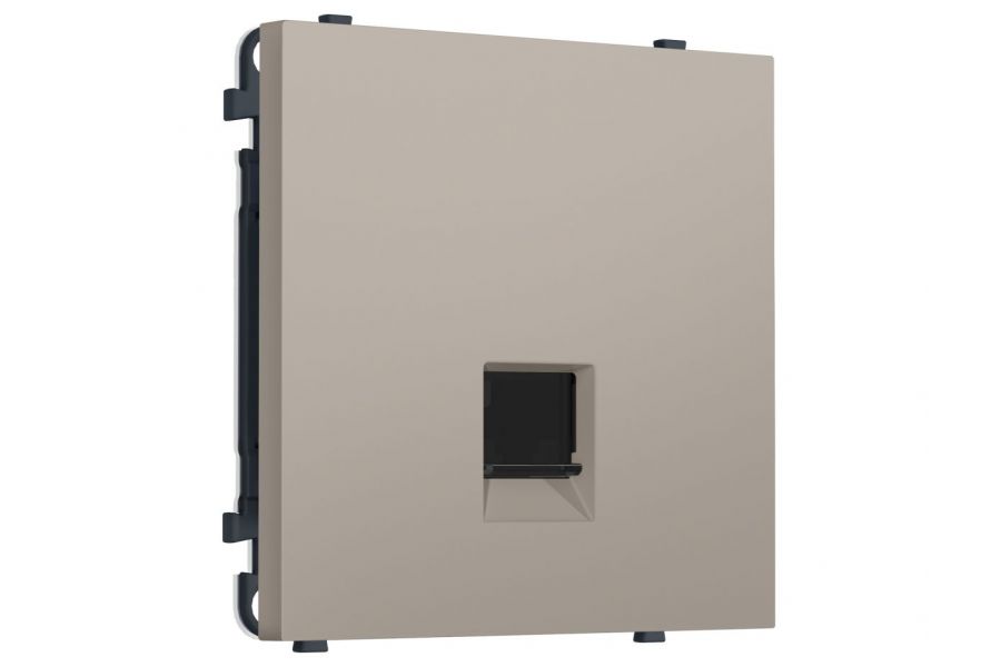 Комплект механизма компьютерной розетки SIGMA Серо-бежевый матовый RJ-45 Ambrella Volt MS372010 (SP3720, PR188)