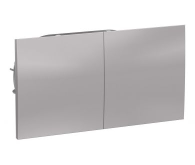 Розетка с/з двойная, со шторками, с крышкой, 16А, в сборе Systeme Electric AtlasDesign Алюминий ATN000328