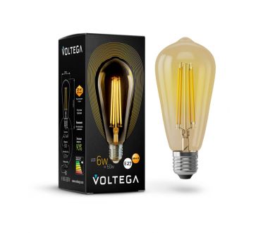 Лампа светодиодная филаментная Voltega E27 6W 2800К золотая VG10-ST64Gwarm6W 5526