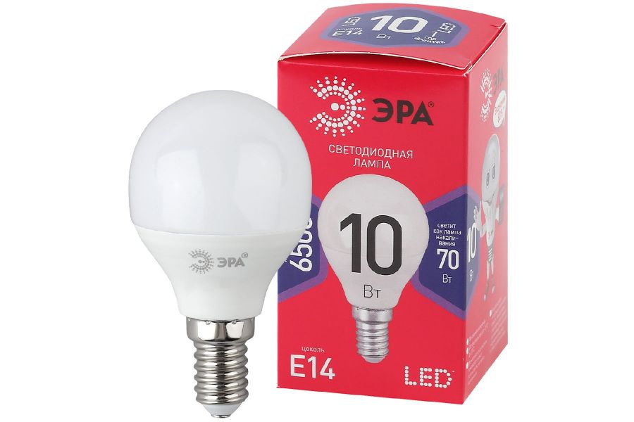 Лампа светодиодная Эра E14 10W 6500K LED P45-10W-865-E14 R Б0045354