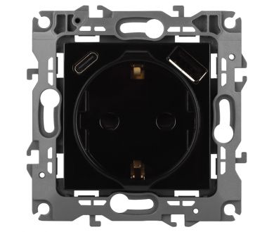 Розетка со шторками с USB type-A+C Эра 12-4108-06 Б0067746