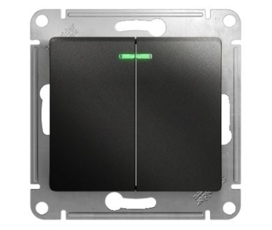 Выключатель 2-клавишный с подсветкой сх.5а, 10АХ Systeme Electric Glossa Антрацит GSL000753