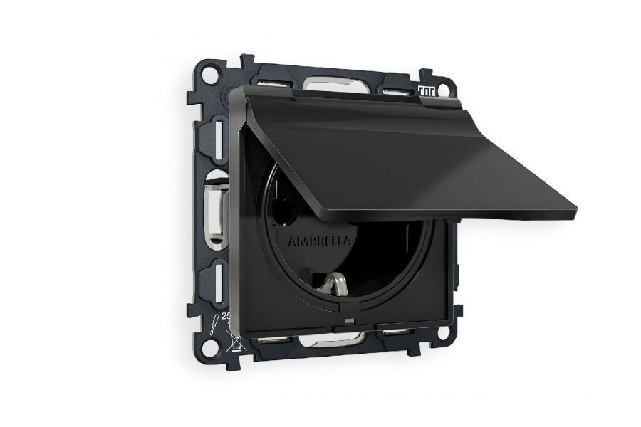 Комплект механизма розетки с/з со шторками и крышкой Ambrella Volt Alfa MA808010
