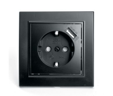 Розетка 1-местная с USB Stekker PST16-9011-03 с защитной шторкой 39480