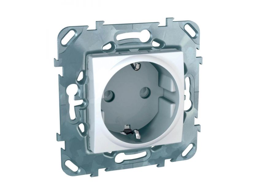 Розетка Schneider Electric Unica с/з со шторками б/зажим клеммы 16A 250V MGU5.057.18ZD