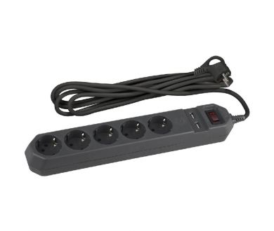 Сетевой фильтр ЭРА USF-5es-1.5m-USB-B Б0019036