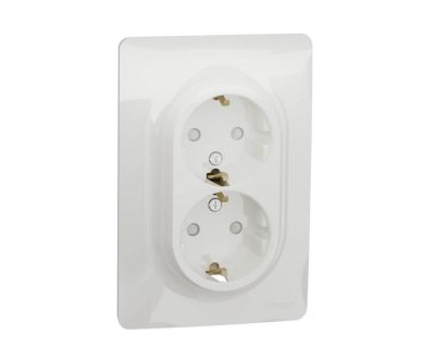 Розетка двойная Schneider Electric Unica New с/з со шторками NU206718