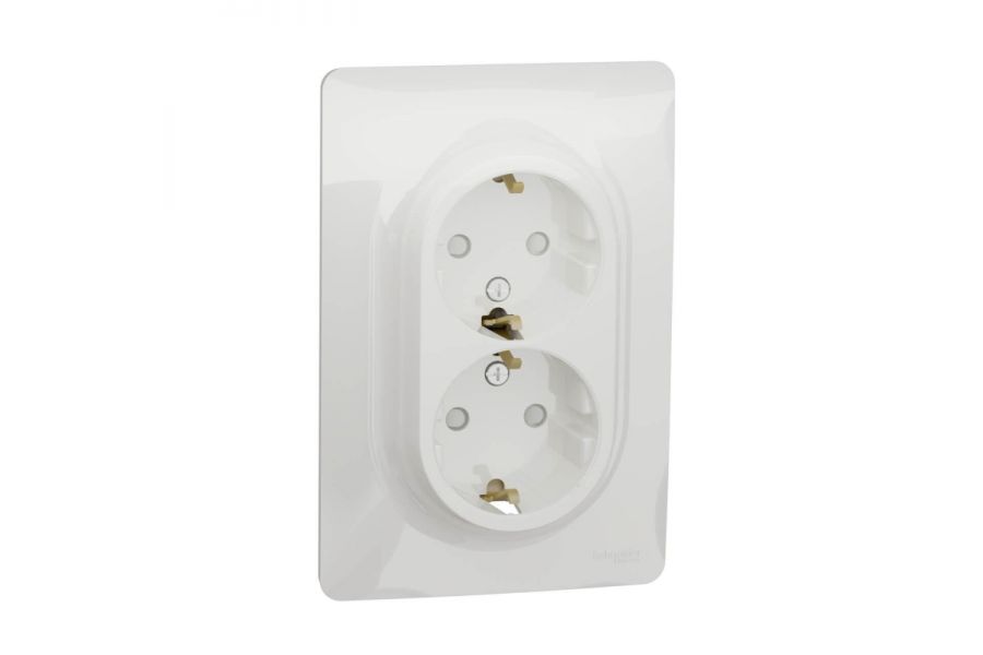 Розетка двойная Schneider Electric Unica New с/з со шторками NU206718