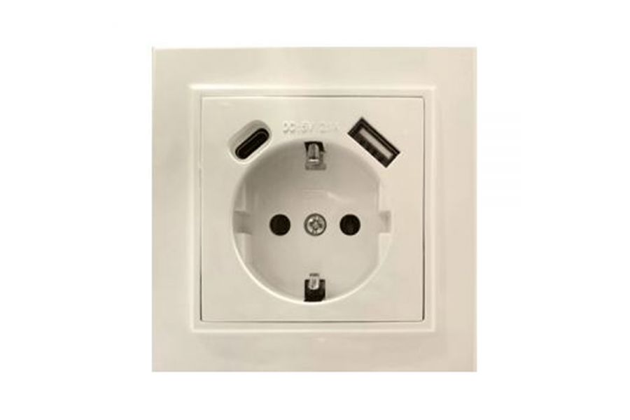 Розетка USB+Type C Stekker Эрна PST16-9016-02 50077