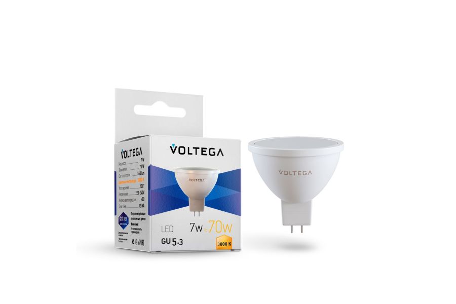 Светодиодная лампа Voltega Simple MR16 7W 3000K GU5.3 7256