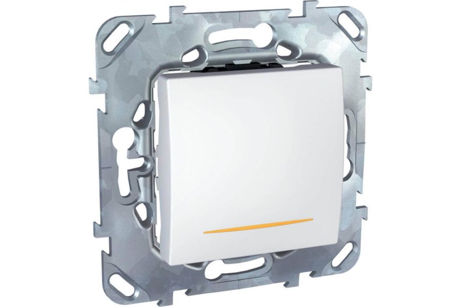 Выключатель одноклавишный 2P с подсветкой Schneider Electric Unica 16A 250V MGU5.262.18SZD