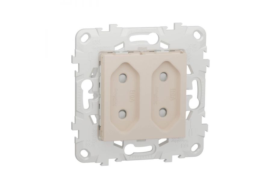 Розетка двойная Schneider Electric Unica New б/з со шторками NU503144