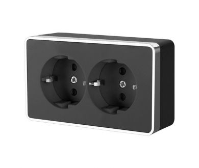Розетка двойная с заземлением Werkel Gallant черный/хром W5072135 4690389164705