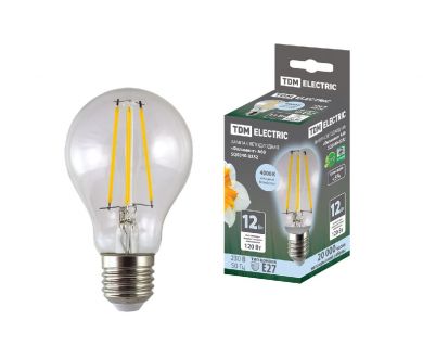 Лампа светодиодная филаментная TDM Electric E27 12W 4000K прозрачная SQ0340-0282