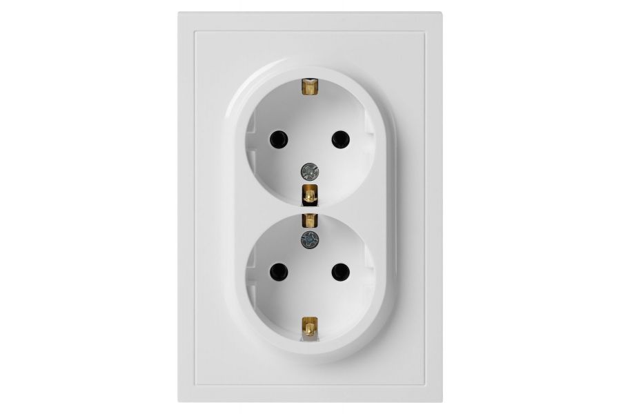 Розетка Эра Galaxy 15-2105-01 с заземлением двойная 2X2P+E Schuko со шторками IP20 16А-250В белый Б0070697