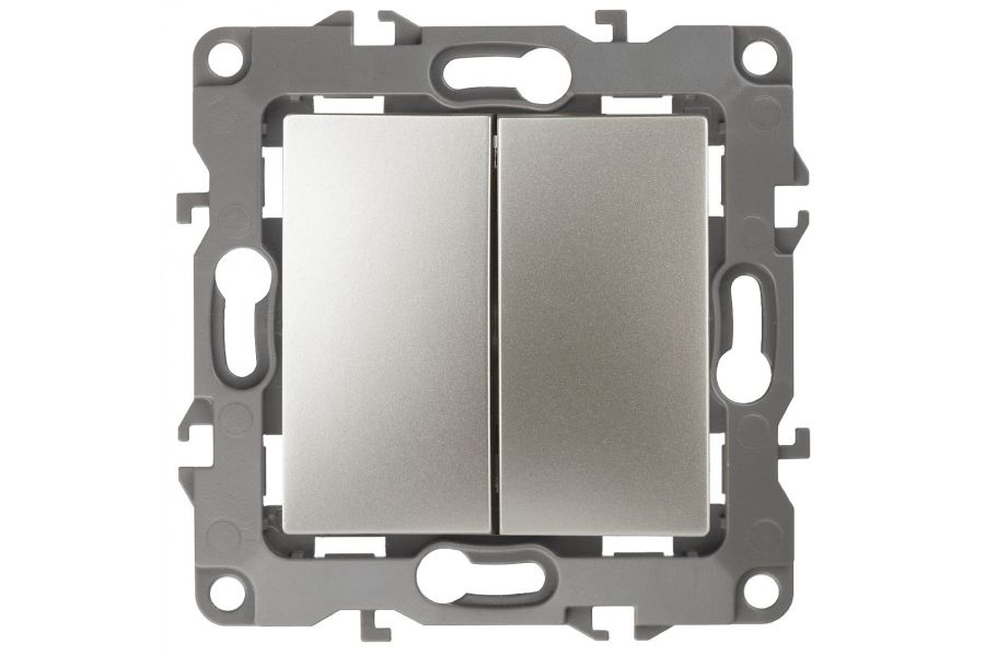 Выключатель двухклавишный ЭРА 12 10AX 250V 12-1104-04 Б0014648