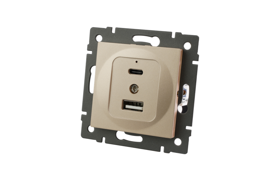 Механизм USB розетки Arlight SCT-MUAC-PL-GD-V (5V, 3A, QC4) 049841