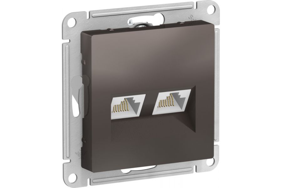Розетка двойная компьютерная мокко RJ45+RJ45 Schneider Electric Atlas Design ATN000685