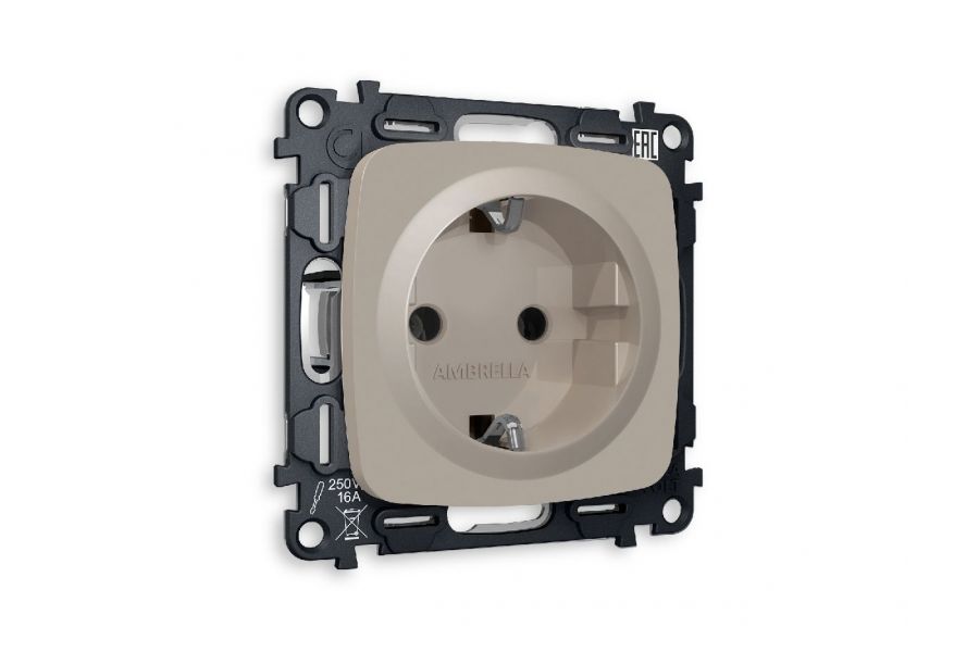 Комплект механизма розетки с/з на винтовых зажимах Ambrella Volt Omega MO366010