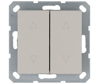Выключатель двухклавишный для штор 10A 250V с накладкой, цвет Тауп Jasmart G3028T