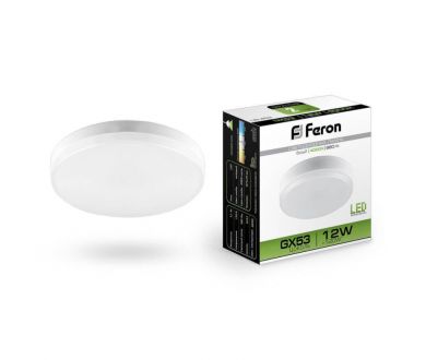Лампа светодиодная Feron GX53 12W 4000K Таблетка Матовая LB-453 25835
