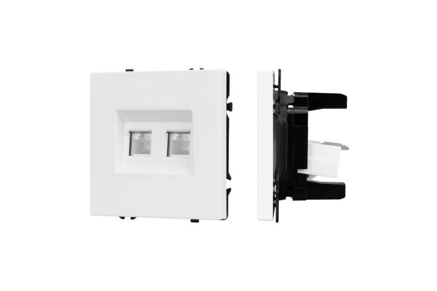 Механизм сдвоенной компьютерной розетки Arlight SCT-NOBE-MPC2-SFPL-WH (RJ-45, CAT6) 054312