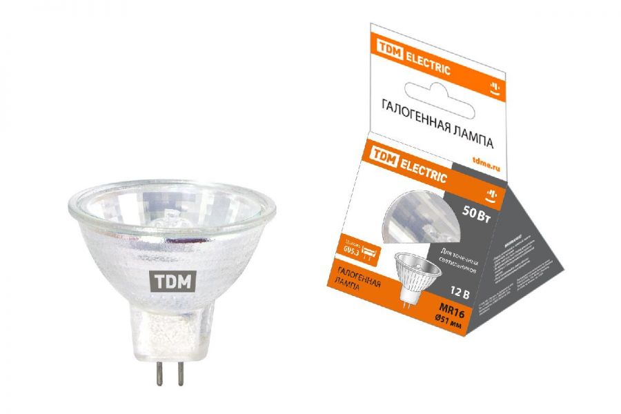 Лампа галогенная TDM Electric GU5.3 50W 3000K прозрачная SQ0341-0007