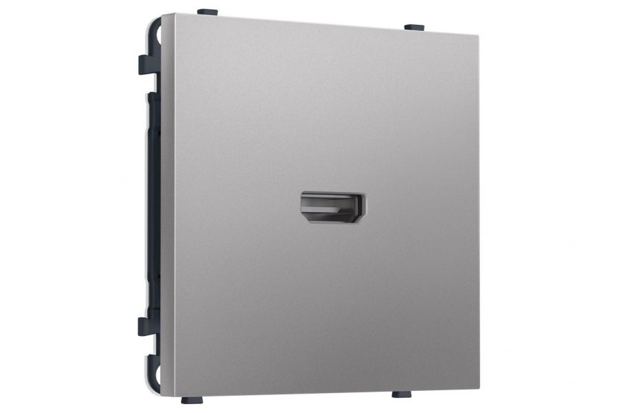 Комплект механизма розетки HDMI 2.1 SIGMA Сталь матовый 30V/900MS 4K-120HZ 8K-60Hz QUANT PRO Ambrella Volt MS514030 (SP5140, PR223)