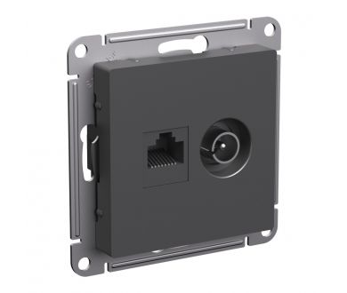 Розетка двойная ТВ + компьютерная RJ45, кат. 5Е Systeme Electric AtlasDesign Базальт ATN001489