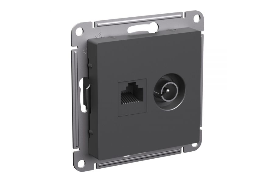 Розетка двойная ТВ + компьютерная RJ45, кат. 5Е Systeme Electric AtlasDesign Базальт ATN001489