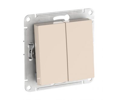 Выключатель 2-клавишный, сх.5, 10АХ, мех., быстрозажим. клем. Systeme Electric AtlasDesign Бежевый ATN000251S