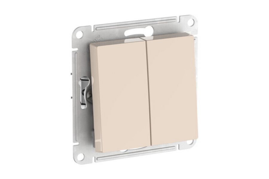 Выключатель 2-клавишный, сх.5, 10АХ, мех., быстрозажим. клем. Systeme Electric AtlasDesign Бежевый ATN000251S