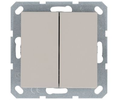 Выключатель двухклавишный 10A с накладкой цвет Тауп Jasmart G3023T