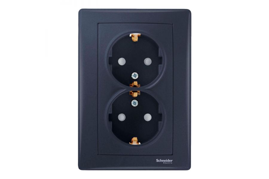 Розетка двойная Schneider Electric Sedna с/з со шторками SDN3000770