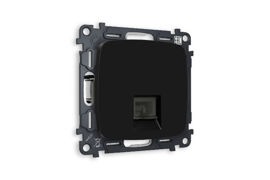 Комплект механизма телефонной розетки RJ-11(4P4C) со шторкой Ambrella Volt Omega MO812030