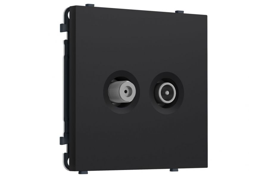 Комплект механизма розетки TV оконечной + SAT SIGMA Черный Мягкое касание 5-862MHz 3.5dB/950-2150MHz 3.8dB QUANT PRO Ambrella Volt MS993310 (SP9933, PR217)