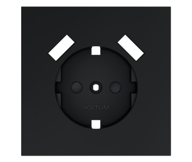 Накладка для розетки с заземлением и защитными шторками, с USB A+A Voltum S70 (графит) VLS000907