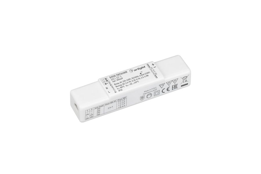 Блок питания Arlight ARJ-SP-5 (5W, 3-7V, 0.35-0.7A) (IP20 Пластик) 055669