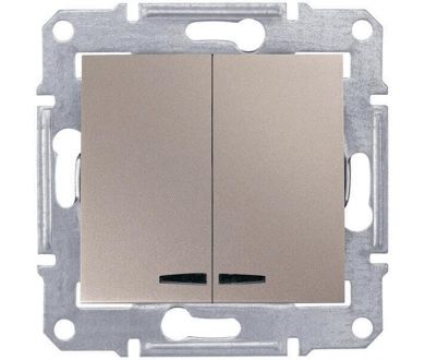 Выключатель двухклавишный с синей подсветкой Schneider Electric Sedna 10A 250V SDN0300368